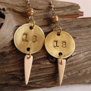 lucky 13 dangle shard earrings with vintage elements